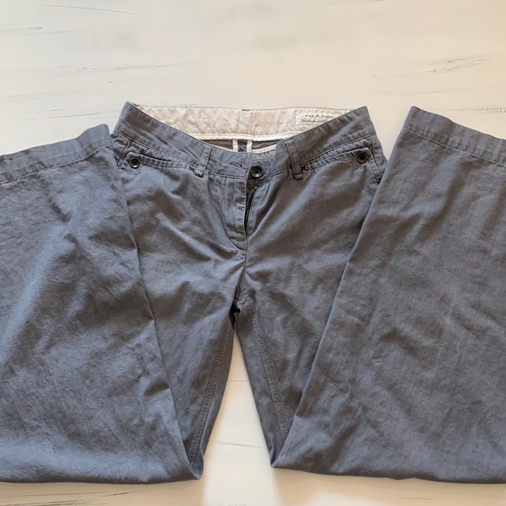 Rag and Bone gray wide leg cotton pants size 26 Handmade in NY